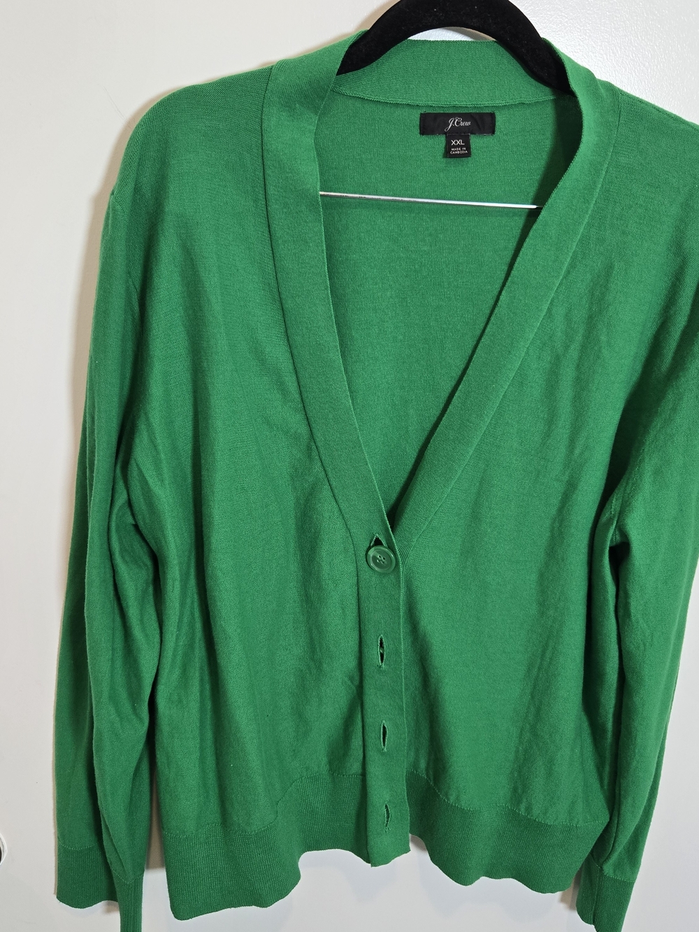 J. Crew Emerald Green V-Neck Button Front Cardigan